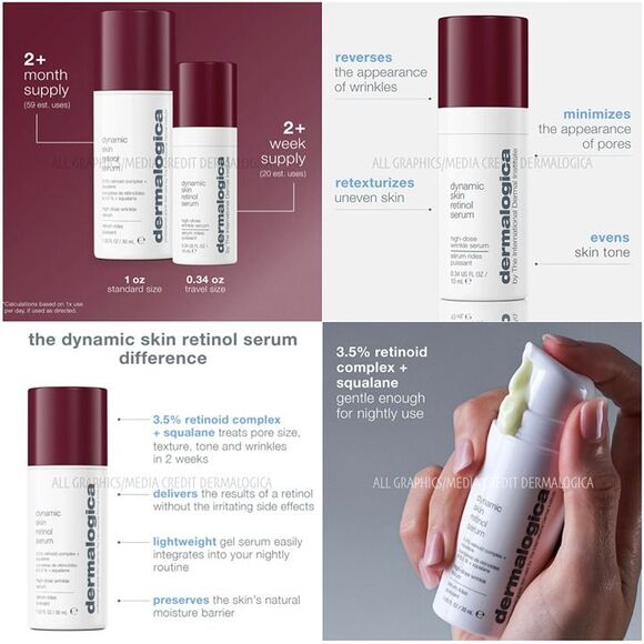 BNIB Dermalogica Dynamic Skin Retinol Serum Antiaging Retexturizing Mini .34 oz - Picture 8 of 12